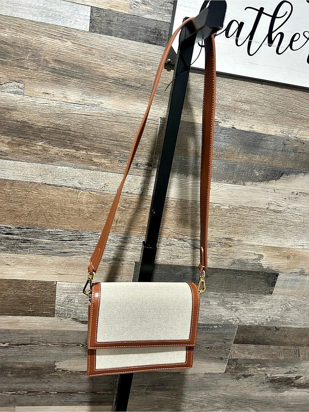 NWOT JW PEI Mini Flap Crossbody Bag in White & Brown New w/o tags